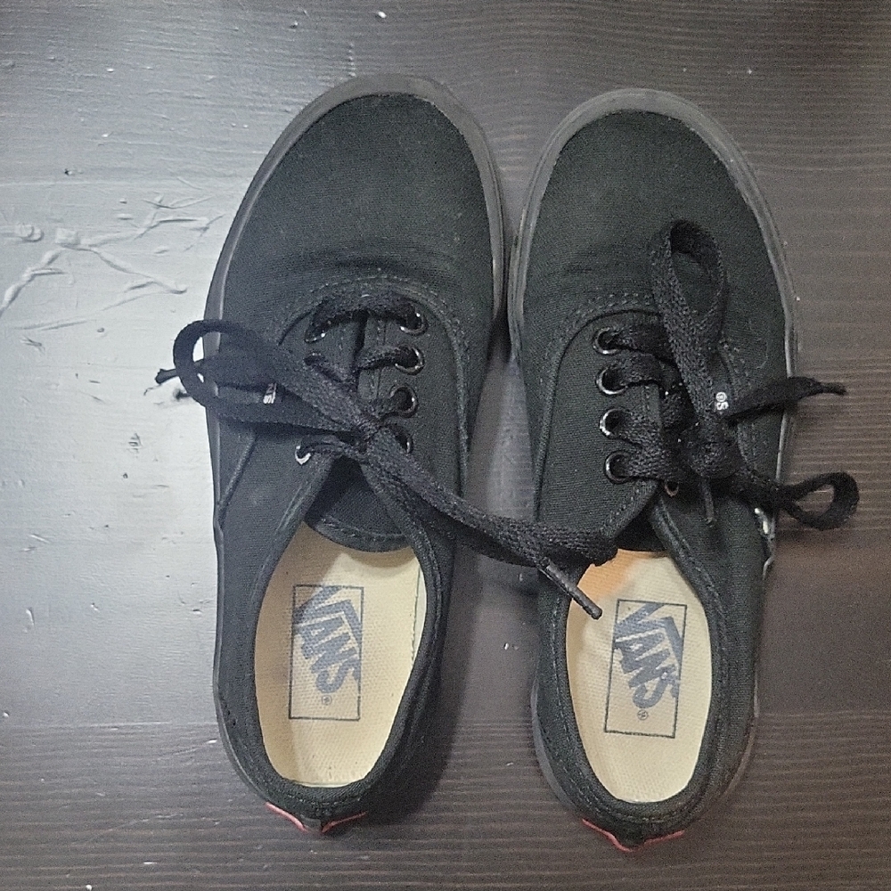 Vans Kid's Black Canvas Sneakers